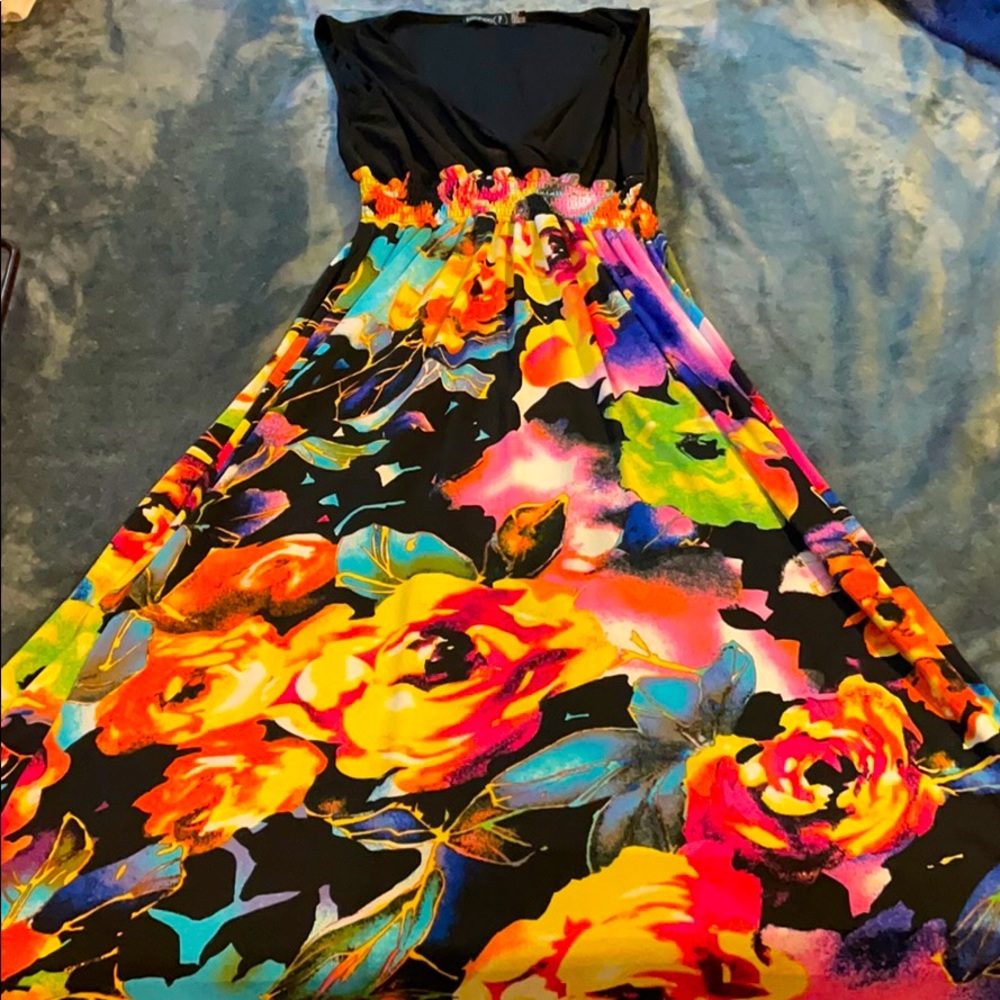 Black and floral maxi dress- petite